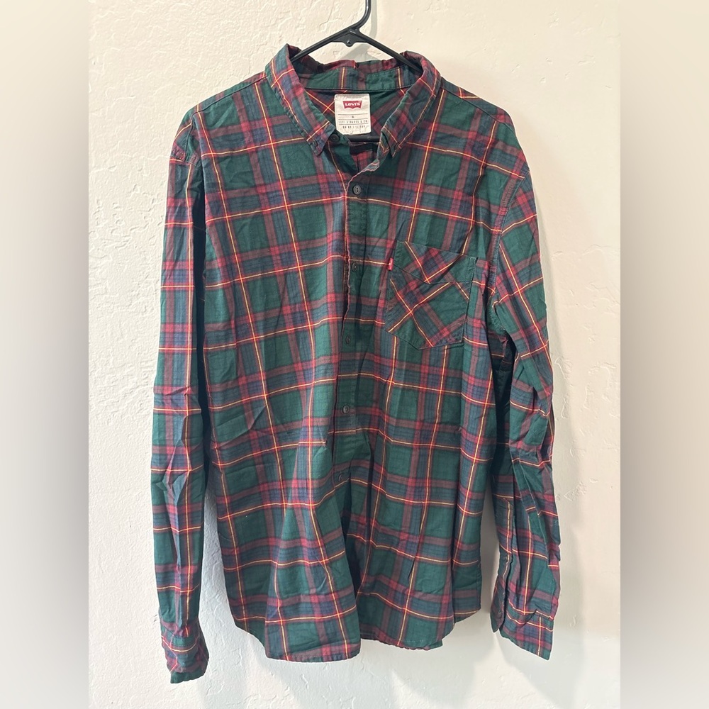 Levi Strauss & Co Green & Red with Yellow Long Sleeve Button Up